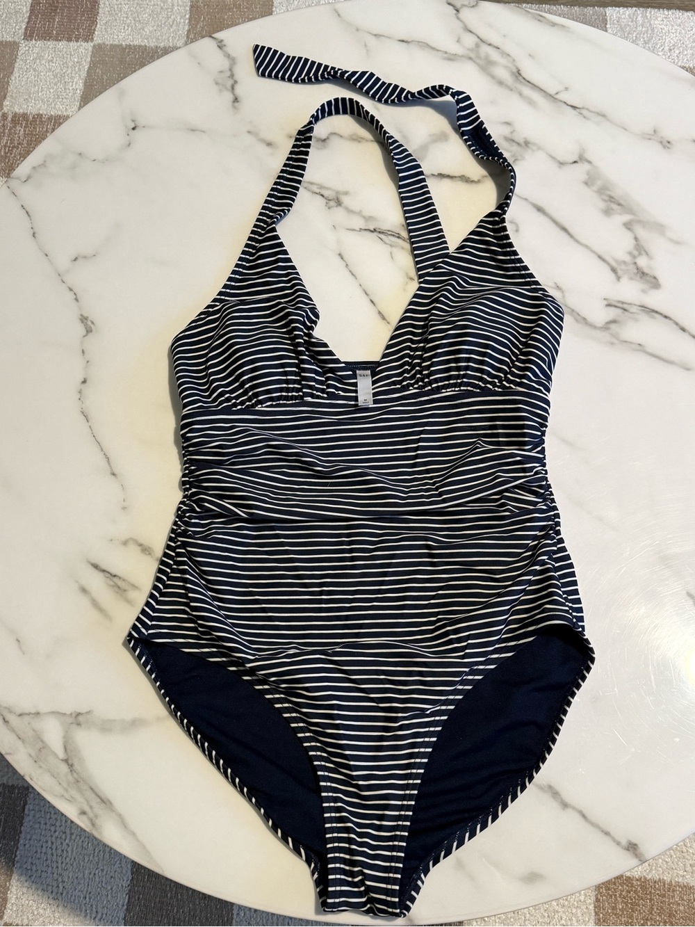 GAP Navy and White Striped One-Piece Swimsuit